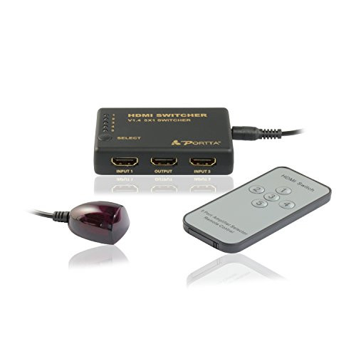Portta HDMI Switch/Switcher v1.4 5 Port 5x1 with IR Remote support Full 3D 4k x 2k without Power Adapter Portta HDMI Switch/Switcher v1.4 5 Port 5x1 with IR Remote support Full 3D 4k x 2k without Power Adapter