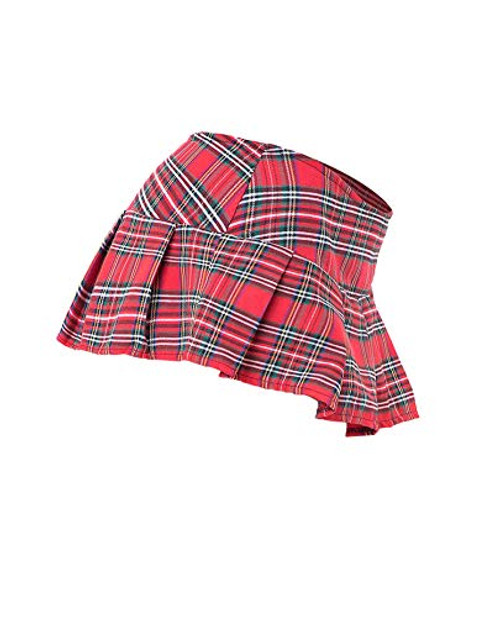 Lziizl Women Role Play Skirt Lingerie Mini Plaid Pleated Skirt Dress Red XL Lziizl Women Role Play Skirt Lingerie Mini Plaid Pleated Skirt Dress Red XL