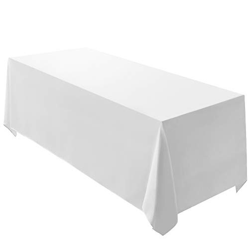 Surmente Tablecloth 90 x 132-Inch Rectangular Polyester Table Cloth for Weddings  Banquets  or Restaurants -White- 