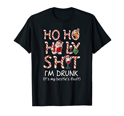 Ho Ho Holy Shit I_m Drunk Wine Santa Christmas T-Shirt