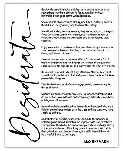 Desiderata Typography Wall Art Print  Unique Room Decor - -11x14- Unframed Picture - Great Gift Idea Under 15