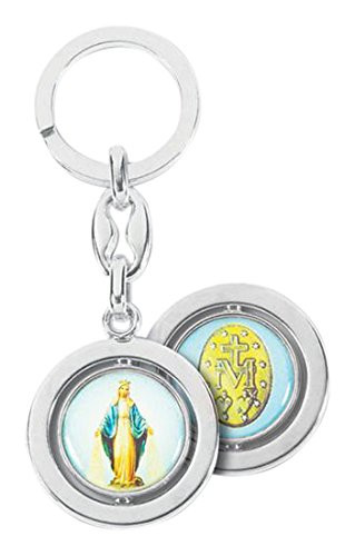 WJ Hirten 1454-01 Miraculous Medal Silver Plated Swivel Key Ring