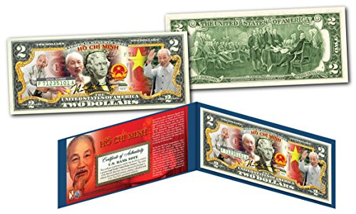 HO CHI MINH * Vietnam Icon  and  Leader * OFFICIAL Colorized Genuine U.S. 2 Bill