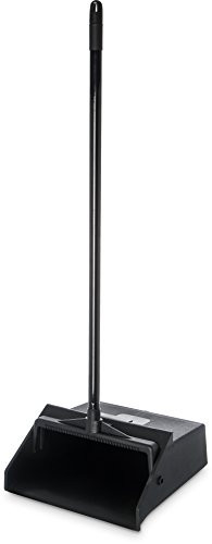 Carlisle 36141003 Duo-Pan 1-Piece Lobby Dust Pan with Metal Handle  2.5 Foot Overall Height  Black