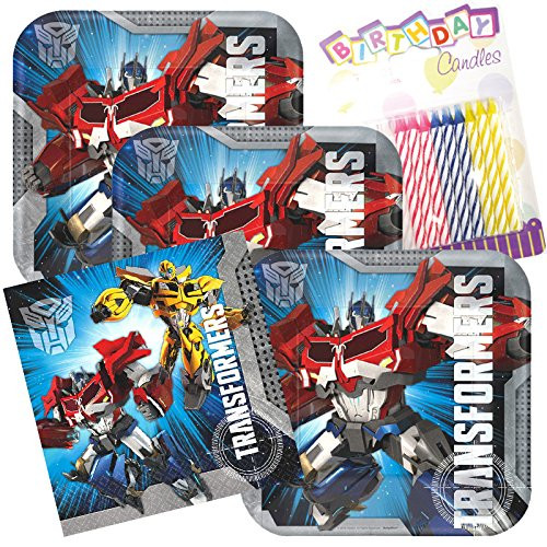 Lobyn Value Pack Transformers Party Plates and Napkins Serves 16 With Birthday Candles