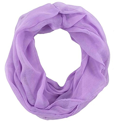 Lina  and  Lily Plain Color Infinity Loop Scarf Small Size for Spring Fall -Lavender-