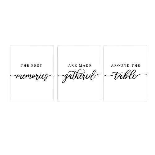M and M CREATION Set of 3 Inspirational Quote Print  The Best Memories are Made Gathered Around The Table Sign  Home Decor Unframed 8x10 Inch