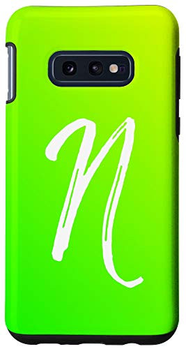 Galaxy S10e Bright Green Gradient Initial N Phone Lime Green Letter N Case