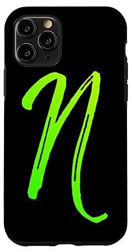iPhone 11 Pro Bright Green Initial N Phone Case Color Lime Green Letter N Case
