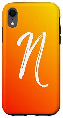 iPhone XR Orange Sunset Initial N Phone Case Yellow Sunrise Letter N Case