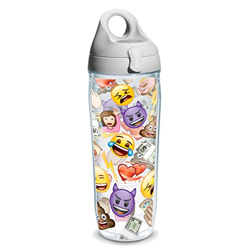 Tervis EMOJI All Over Collage Wrap Clear Inner 24oz Water Bottle with Grey Wb Lid