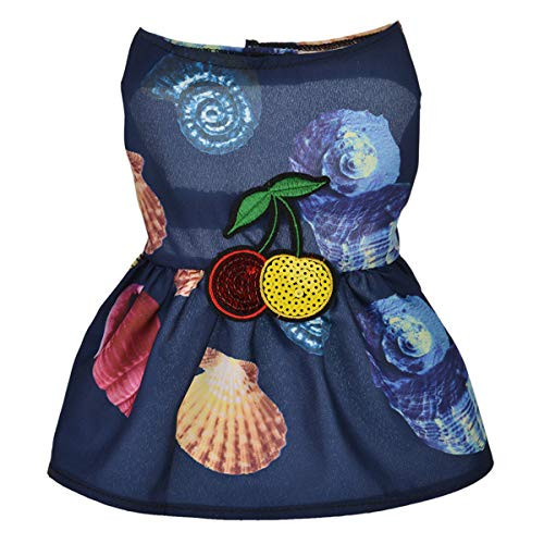 Sayhi Pet Dog Sweet Conch Dress Puppy Vest Skirts Pet Cats Dogs Summer Apparel Pet Dog Clothes Dogs Outfit -Dark Blue S-