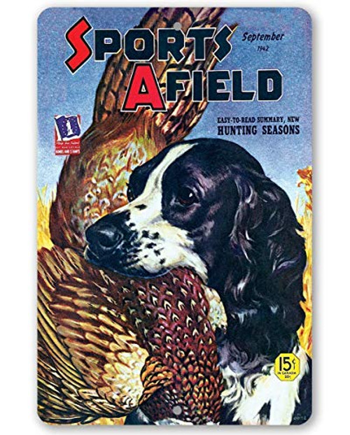 Sports Afield Bird Dog Hunting Cover Metal Sign - 8inch  x 12inch  Use Indoor Outdoor - Great Gift for Hunters and Decor for Cabin and Man Cave Under 15