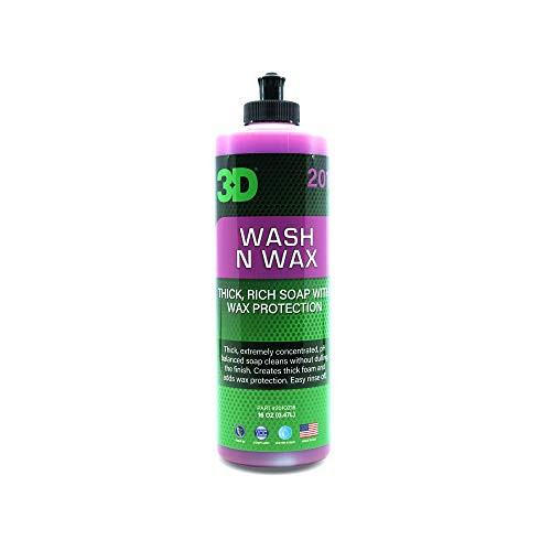 3D Wash N Wax - Rich  pH Balanced  Easy Rinse  Wash  and  Wax Protection Automotive Shampoo 16oz.