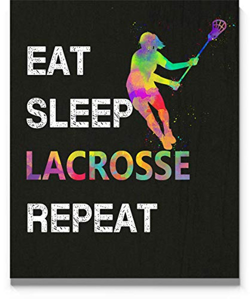 Eat Sleep Lacrosse Repeat Wall Art  11x14 inch Sport Print  Great Gift Idea for Girl Lacrosse Player  Coach  Referee and Fans