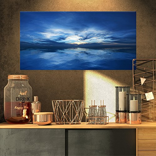 Design Art PT11449-32-16 Waters and Blue Sky Sunset-Modern Seascape Canvas Artwork-32X16, 32x16 Design Art PT11449-32-16 Waters and Blue Sky Sunset-Modern Seascape Canvas Artwork-32X16, 32x16