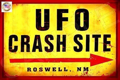 UFO CRASH SITE Sign 8inch x12inch  Made In USA All Weather Metal. Man Cave Funny Alien Area 51 Roswell Bar Sign