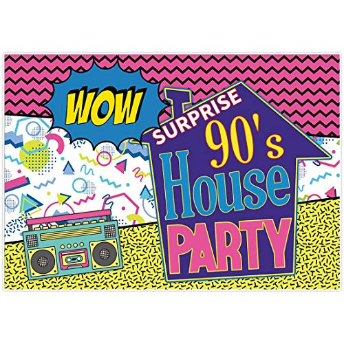 Allenjoy 7x5ft 90_s Bounce House Party Backdrop Hip Hop Disco Music Graffiti Photography Background for Back to The 90s Throwback House Party Event Cake Table Decor Banner Portrait Photo Booth Props