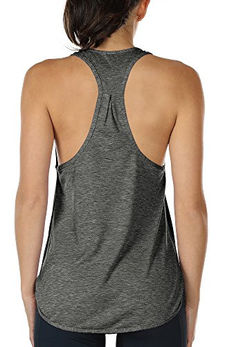 icyzone Workout Tank Tops for Women - Athletic Yoga Tops  Racerback Running Tank Top -XL  Charcoal-