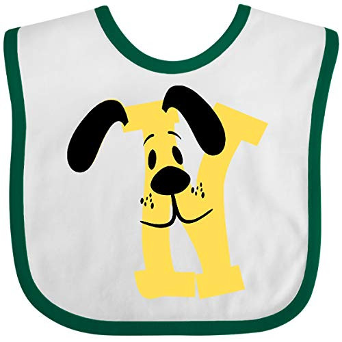Inktastic Cute N Monogram Doggie Baby Bib White and Green 3c8dd