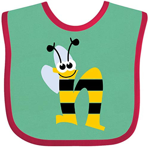 Inktastic Cute Bee Initial N Baby Bib Green and Red 3caf0