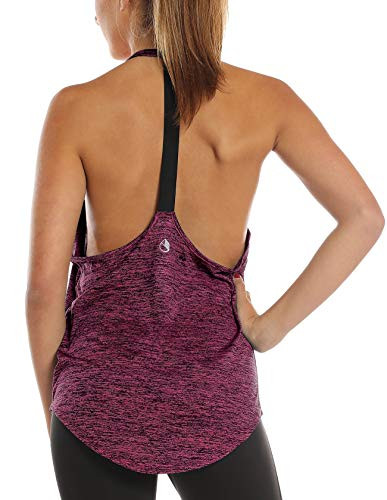 icyzone Workout Tank Tops for Women - Athletic Yoga Tops  T-Back Running Tank Top -XL  Red Bud-
