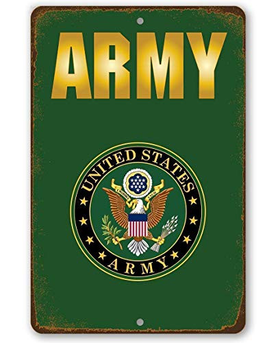 Metal Sign - Army Emblem - Officially Licensed - Durable Metal Sign - 8inch  x 12inch  Use Indoor Outdoor - Great Decor and Gift for Military Members  Veterans and Families Under 20