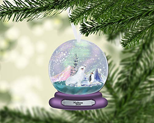 Seal and Penguin Artic Christmas Snowglobe Snow Globe Ornament  Personalized Ornament  Custom Christmas Holiday  Baby_s First Christmas  Kids
