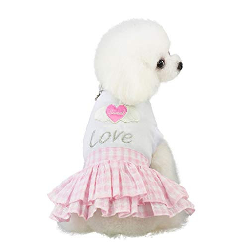 Small Dog Girl Dress Wakeu Tutu Vest Clothes for Pet Puppy Apparel Summer -S Love Pink- Small Dog Girl Dress Wakeu Tutu Vest Clothes for Pet Puppy Apparel Summer -S Love Pink-