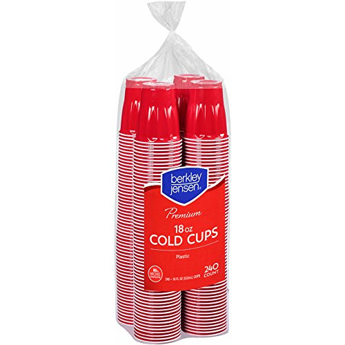 Berkley Jensen 18 Oz. Premium Plastic Cold Cups  240 Count - Red