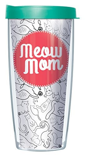 Meow Mom Cat Lover Wrap Super Traveler 22 Oz Tumbler Mug with Lid