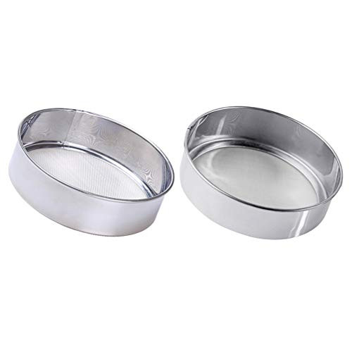 YARNOW 2pcs Flour Sifter Stainless Steel Round Sifter Fine Mesh Sifter Flour Sieve Baking Tools for Baking Straining Powdering 40 Mesh 60 Mesh 20cm