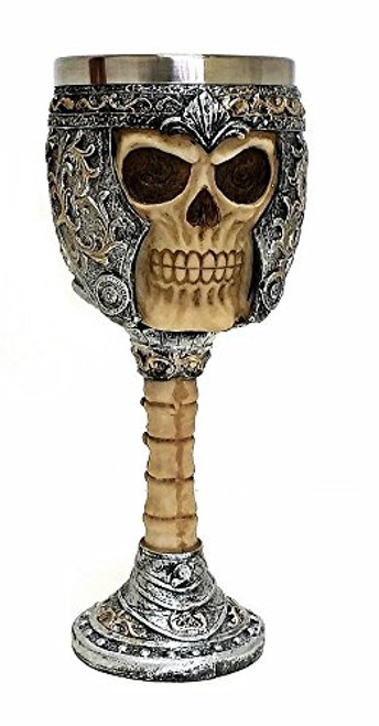 Skull Wine Goblet Chalice, Ossuary Skeleton Drinking Cup