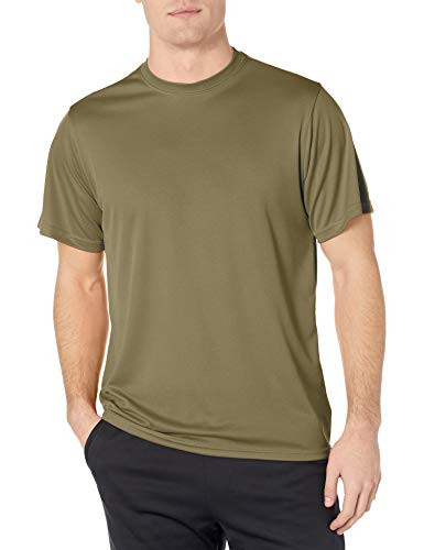 Soffe Men_s Dri Basic Performance Tee White Olive Dye Green Medium