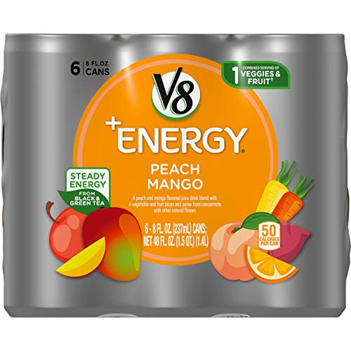 V8 PlusEnergy Healthy Energy Drink Natural Energy from Tea Peach Mango 8 Fl Oz Can -pack of 6- V8 PlusEnergy Healthy Energy Drink Natural Energy from Tea Peach Mango 8 Fl Oz Can -pack of 6-