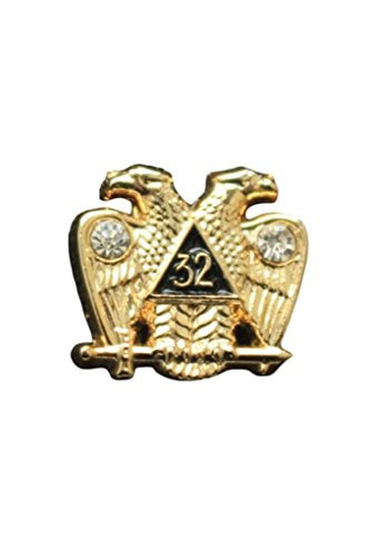 j and m Scottish Rite 32nd Degree Lapel Pin. Gold Tone w Crystals. New Masonic Freemason Lapel Pin. New