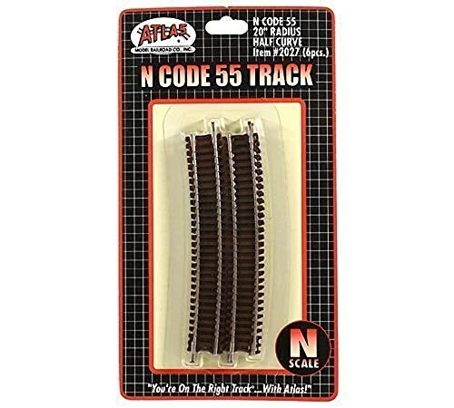 Atlas N Code 55 Nickel Silver 20inch  Radius Half Curve Track -6- Trains