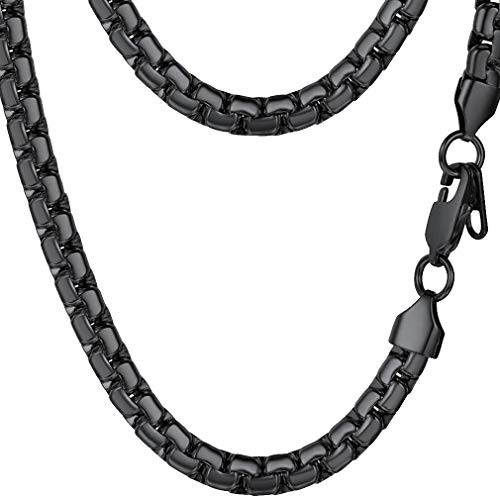 PROSTEEL Round Box Flat Chain Layering Layered Necklace Men Jewelry Gift Statement Necklace Minimalist Women Gothic Black Chain PROSTEEL Round Box Flat Chain Layering Layered Necklace Men Jewelry Gift Statement Necklace Minimalist Women Gothic Black Chain