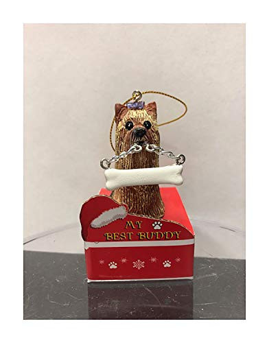 E and S Pets My Best Buddy Yorkie with Bone Christmas Ornament