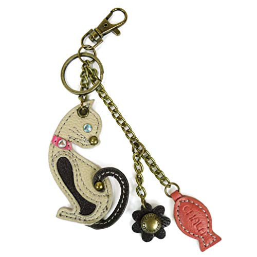 Chala Mini Cat Purse Charm  Key Fob  Small Key-Chain for Chala handbags -Mini Ivory Cat-