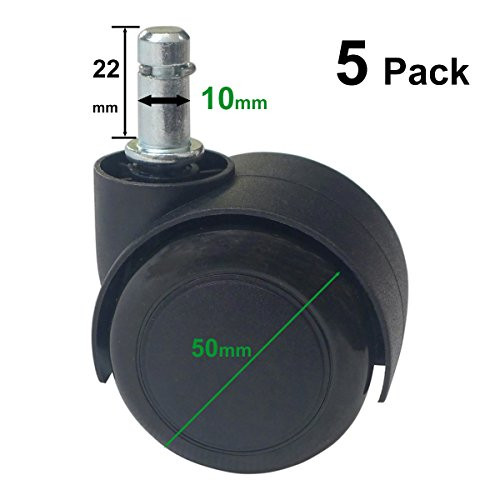 MySit 10mm Stem Caster for Ikea Office Chair Wheel, Ikea Caster Wheels Replacement (Pack of 5)