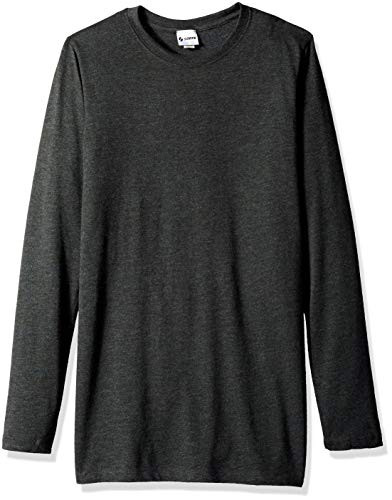 Soffe Men_s Tri-Blend Long Sleeve Crew Neck Tee  Black Heather  Medium