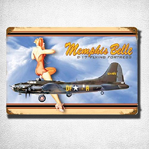 U.S. WW2 Vintage Metal Sign B-17 Memphis Belle Vintage Tin Sign Bar Pub Home Metal Poster Wall Art Decor TIN Sign 7.8X11.8 INCH U.S. WW2 Vintage Metal Sign B-17 Memphis Belle Vintage Tin Sign Bar Pub Home Metal Poster Wall Art Decor TIN Sign 7.8X11.8 INCH