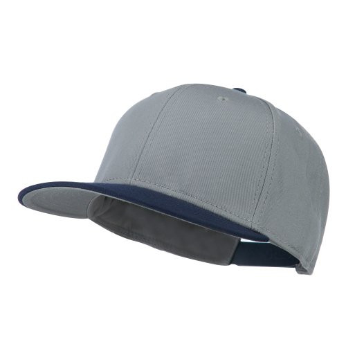 Two Tone Superior Cotton Twill Flat Bill Snapback Cap - Navy Grey OSFM