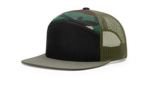 RICHARDSON Mens Seven-Panel Trucker Cap -168- -Black Camo -One Size