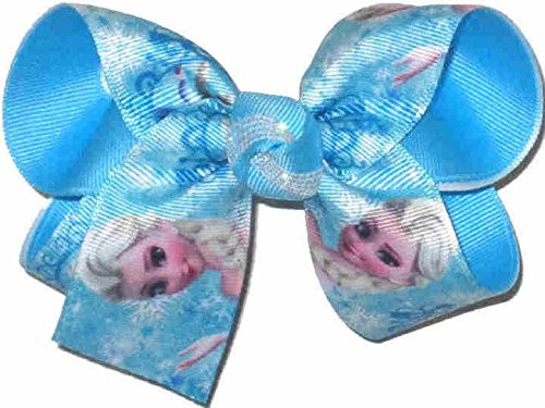 DS-274M Medium Frozen Elsa Double Layer Overlay Bow