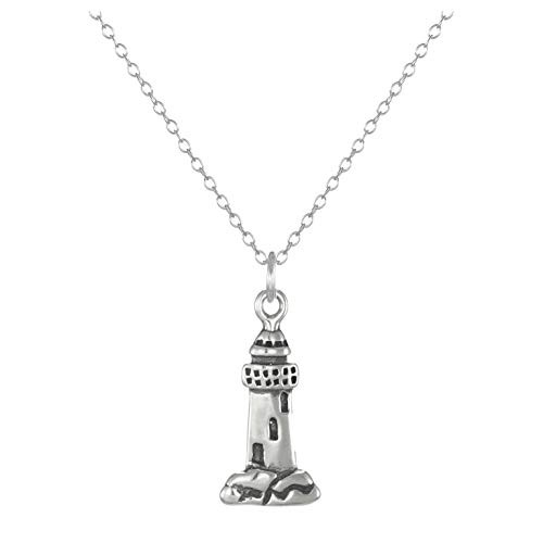 Sterling Silver Small Lighthouse Necklace 16  18 or 20 inch