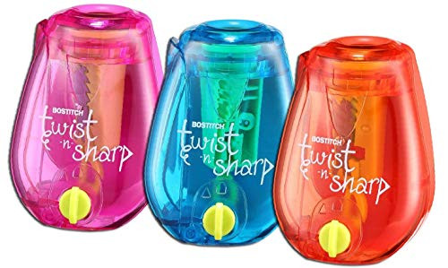 Bostitch Office Twist-N-Sharp Manual Pencil Sharpener  Single Hole  3-Pack -1-