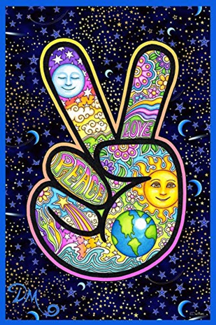 Dan Morris Peace Hand Psychedelic Hippie Tapestry Dan Morris Peace Hand Psychedelic Hippie Tapestry
