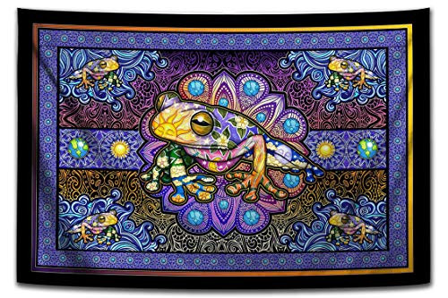 Peace Frog Psychedelic Tapestry Wall Hanging by Dan Morris Peace Frog Psychedelic Tapestry Wall Hanging by Dan Morris